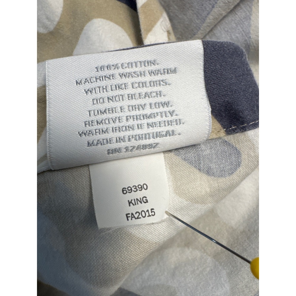 Serena & Lily Duvet Cover King Navy Blue Sand White Cotton Peacock Medallion - Picture 5 of 9